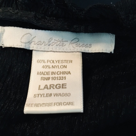 Charlotte Russe Sheer Black Gauze Shirt Size L - Picture 6 of 7